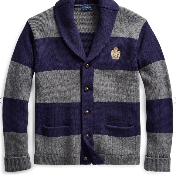 Polo Ralph Lauren Other - Polo Ralph Lauren Crown Crest Navy and Gray Striped Cardigan